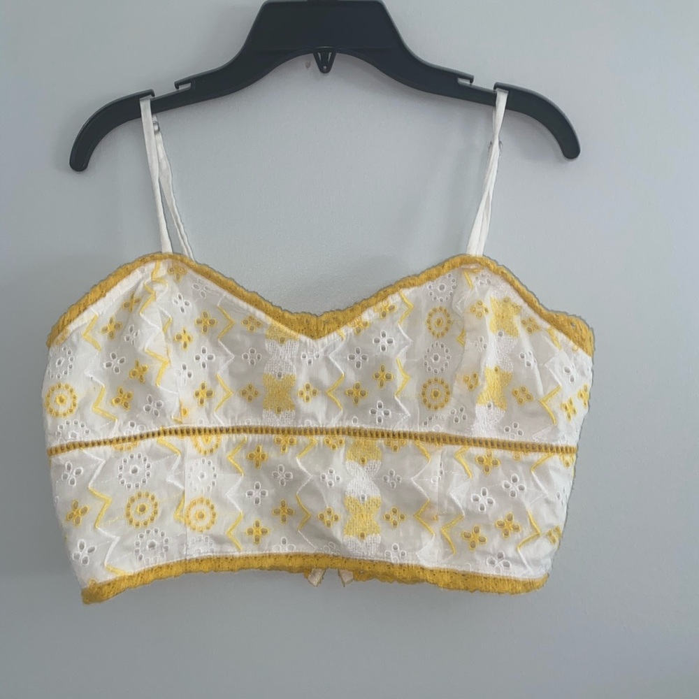 Forever 21 yellow and white cami cropped top